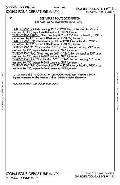 Int'l de Charlotte/Douglas Charlotte, NC (KCLT): ICONS FOUR (RNAV) (DP)